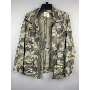 Ashley by 26 International Camo Utility Jacket Green Camouflage Field Coat Small